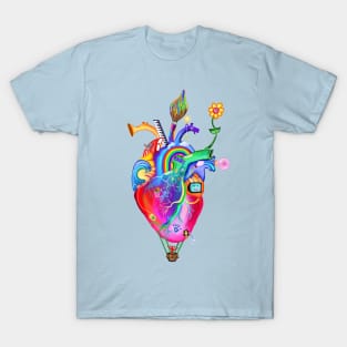 Colorful Whimsical Childhood Heart T-Shirt